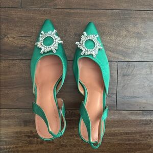 Elegant Green Slingback Heels